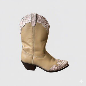 Durango Leather Western Cowboy Boots Pink Snakeskin Trim Women’s 7M